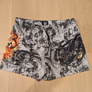 Ed Hardy Gray Graphic Shorts